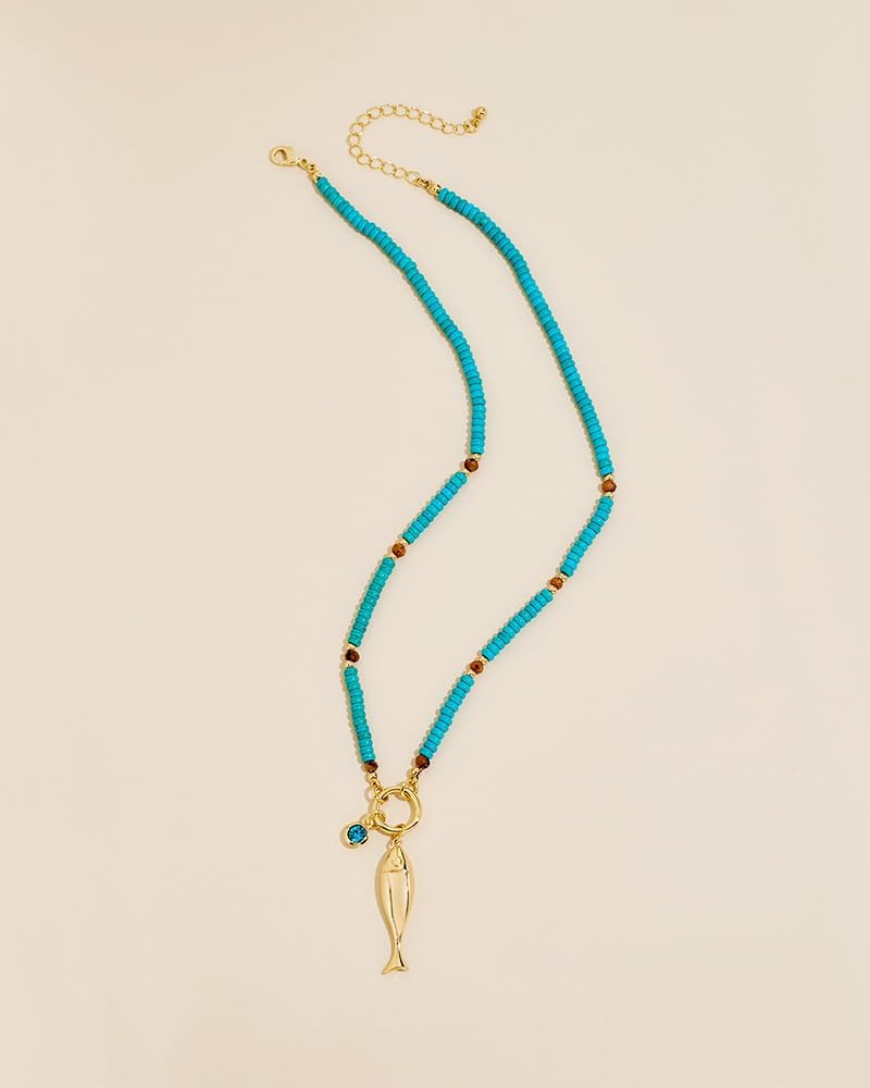 MYCUTEY Collar de pez dorado para mujer, collar de palanca de hilo...