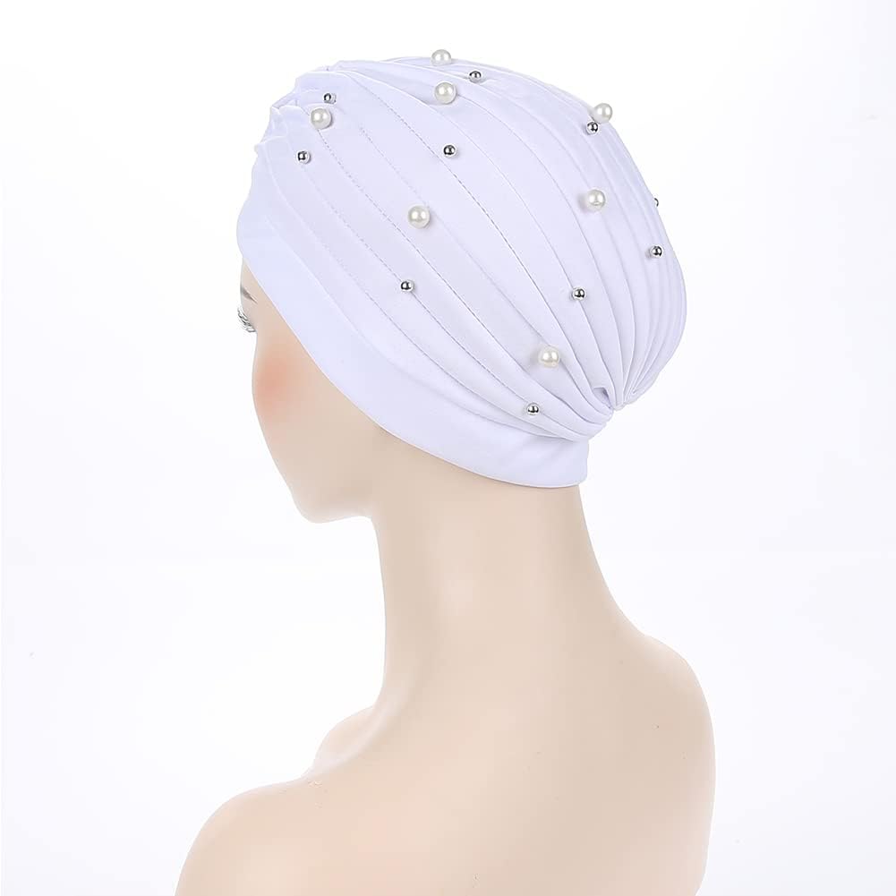 Fxhixiy Gorro de quimioterapia turbante con nudo preatado con cuent...