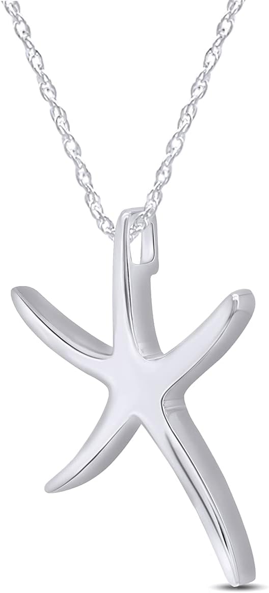 AFFY Collar con colgante de estrella de mar en oro de 14 quilates s...