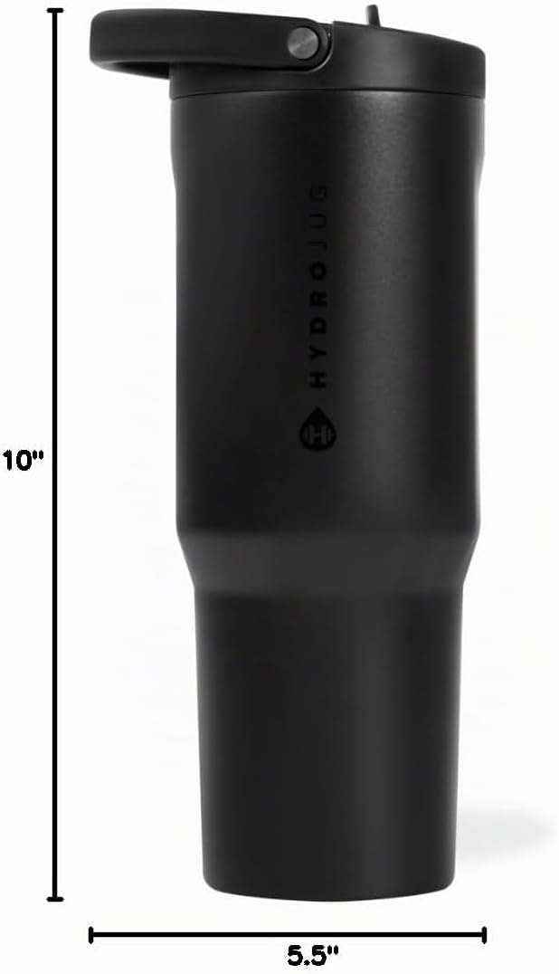 HydroJug Sport Botella de acero inoxidable con popote, aislada al v...