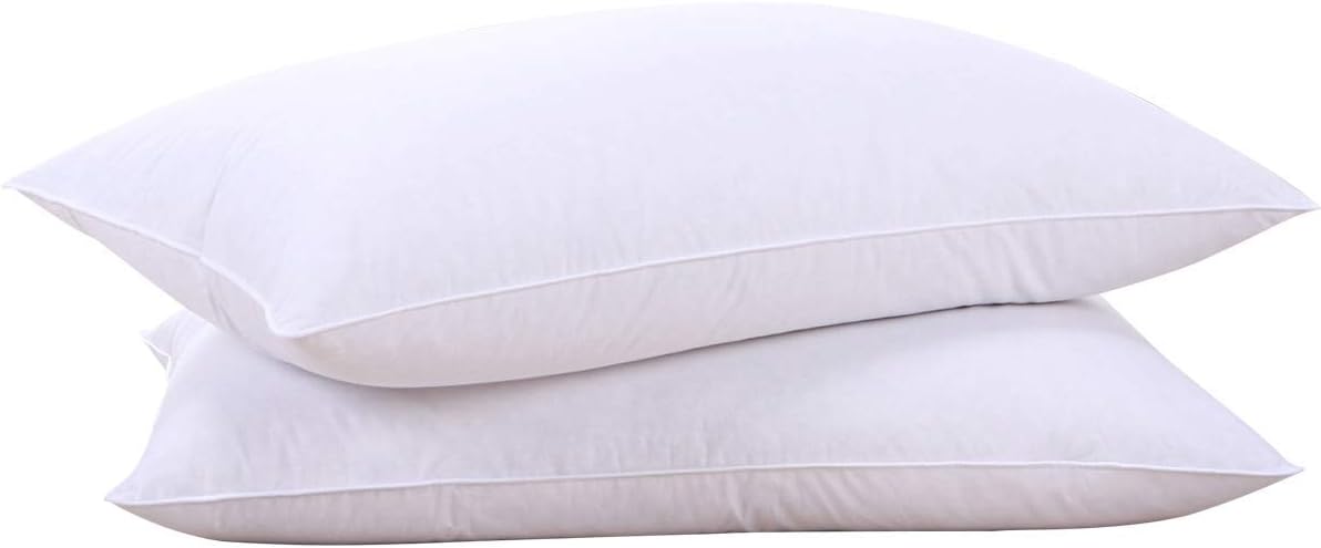 puredown® - Juego de 2 almohadas de plumas y plumón de ganso blanco...