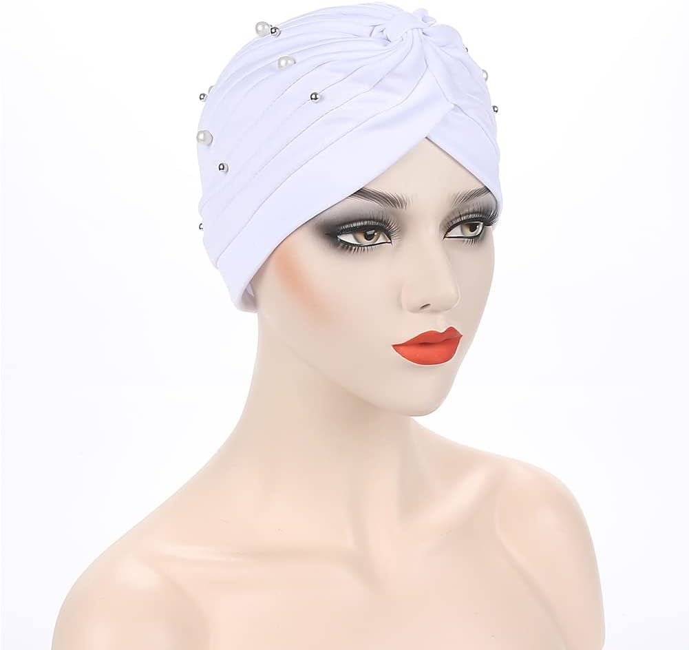 Fxhixiy Gorro de quimioterapia turbante con nudo preatado con cuent...