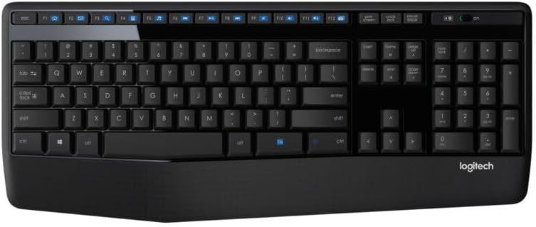 Logitech Teclado inalámbrico de tamaño completo K345 con reposamano...