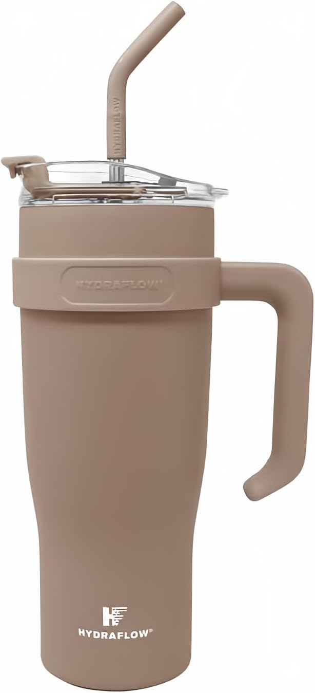 HYDRAFLOW Capri - Vaso de 40 onzas con pajita - Vaso aislado al vac...
