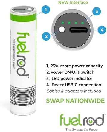 FuelRod Kit de cargador portátil USB-C, paquete de 4, incluye todos...