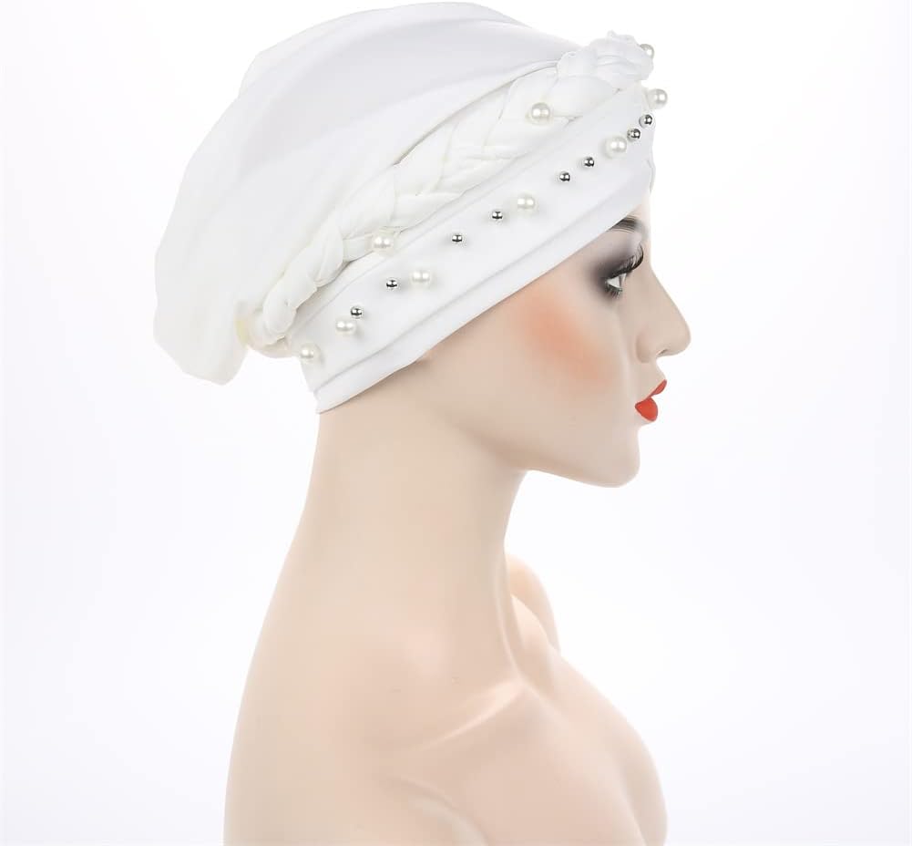 YiYi Operation Sombrero turbante de hiyab trenzado con cuentas de p...