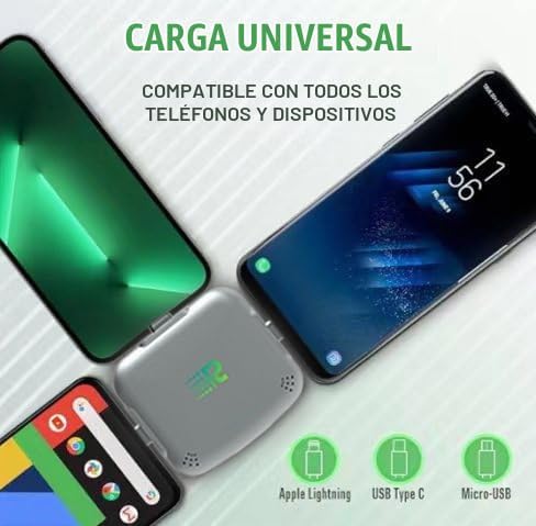 Rush Charge Universe Mini Power Bank Cargador portátil Lightning US...