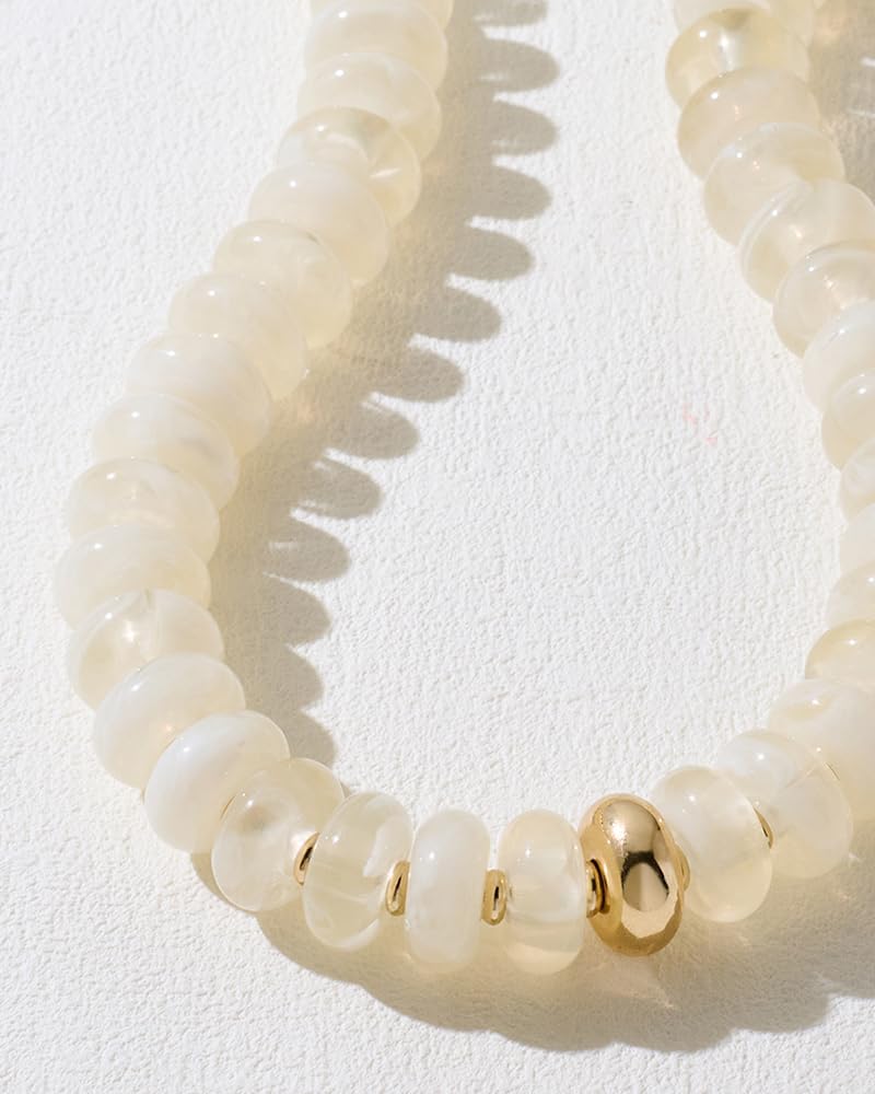 FAUTHENTICUTE Gargantilla de cuentas gruesas para mujer, collar lla...