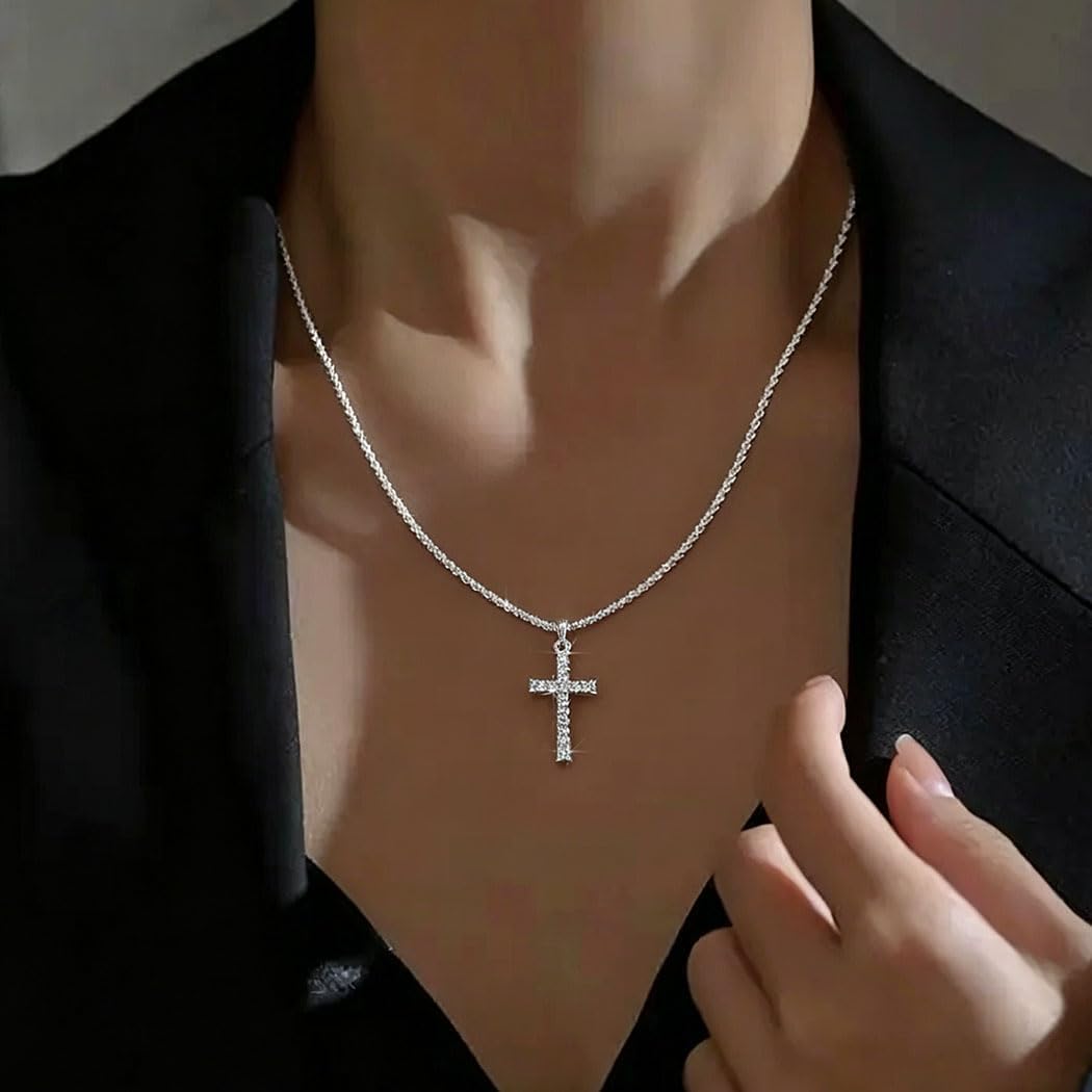 Yalice Collar brillante de plata de ley 925 con cadena delicada en...