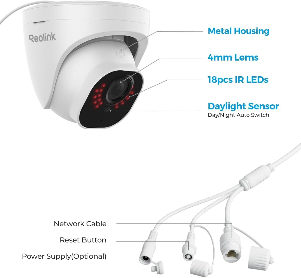 REOLINK Cámara de seguridad para exteriores, cámara de vigilancia I...