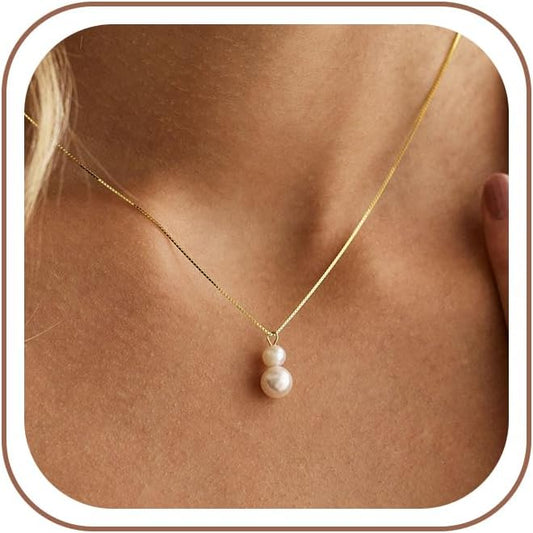 Decholly - Collares de perlas doradas para mujer, a la moda. Collar...