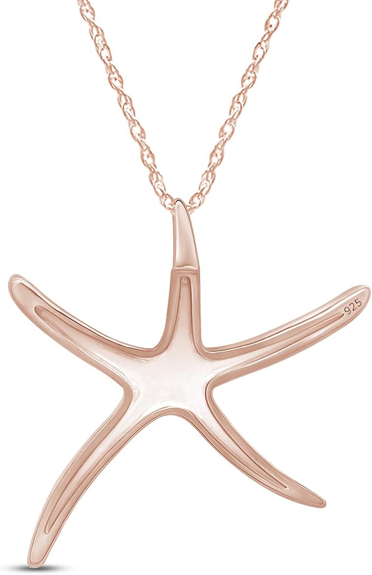 AFFY Collar con colgante de estrella de mar en oro de 14 quilates s...