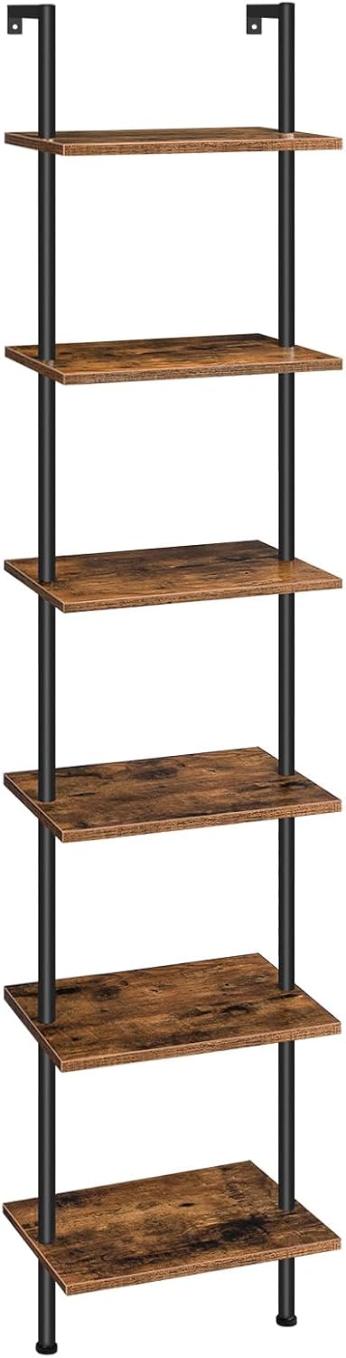 Hoobro Estantería de escalera DIY, estantería de 6 niveles de mader...