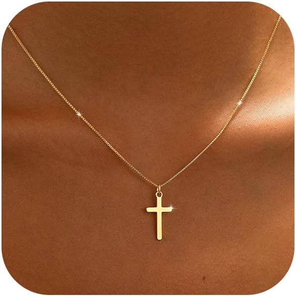 JIKASI Collar de cruz para mujer, chapado en oro o plata de 14 quil...