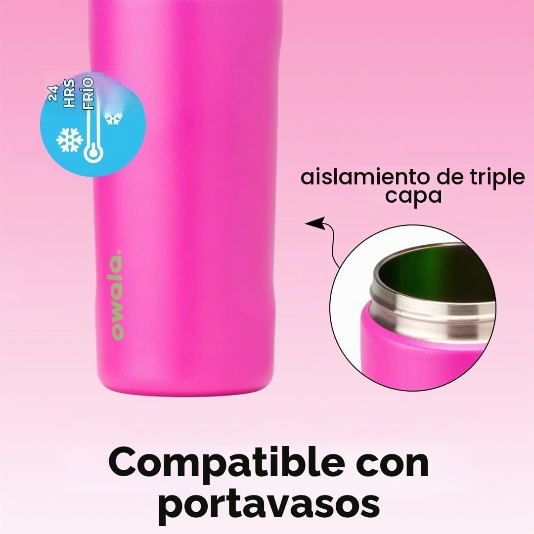 Botella de agua aislada de acero inoxidable con pajita para niños F...