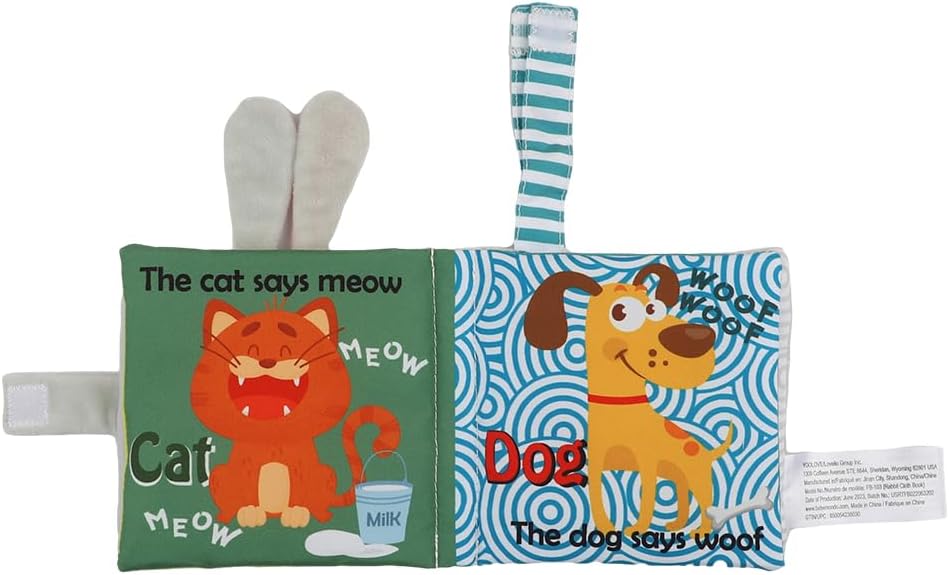bebe mondo Juguete de conejo con espejo para bebé, libro de tela su...
