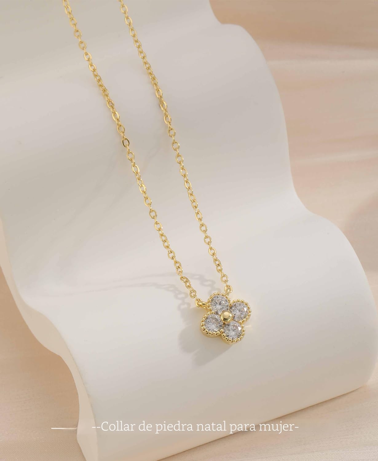 ZOERAY Collar de piedra natal para mujer, Collar de trébol de cuatr...