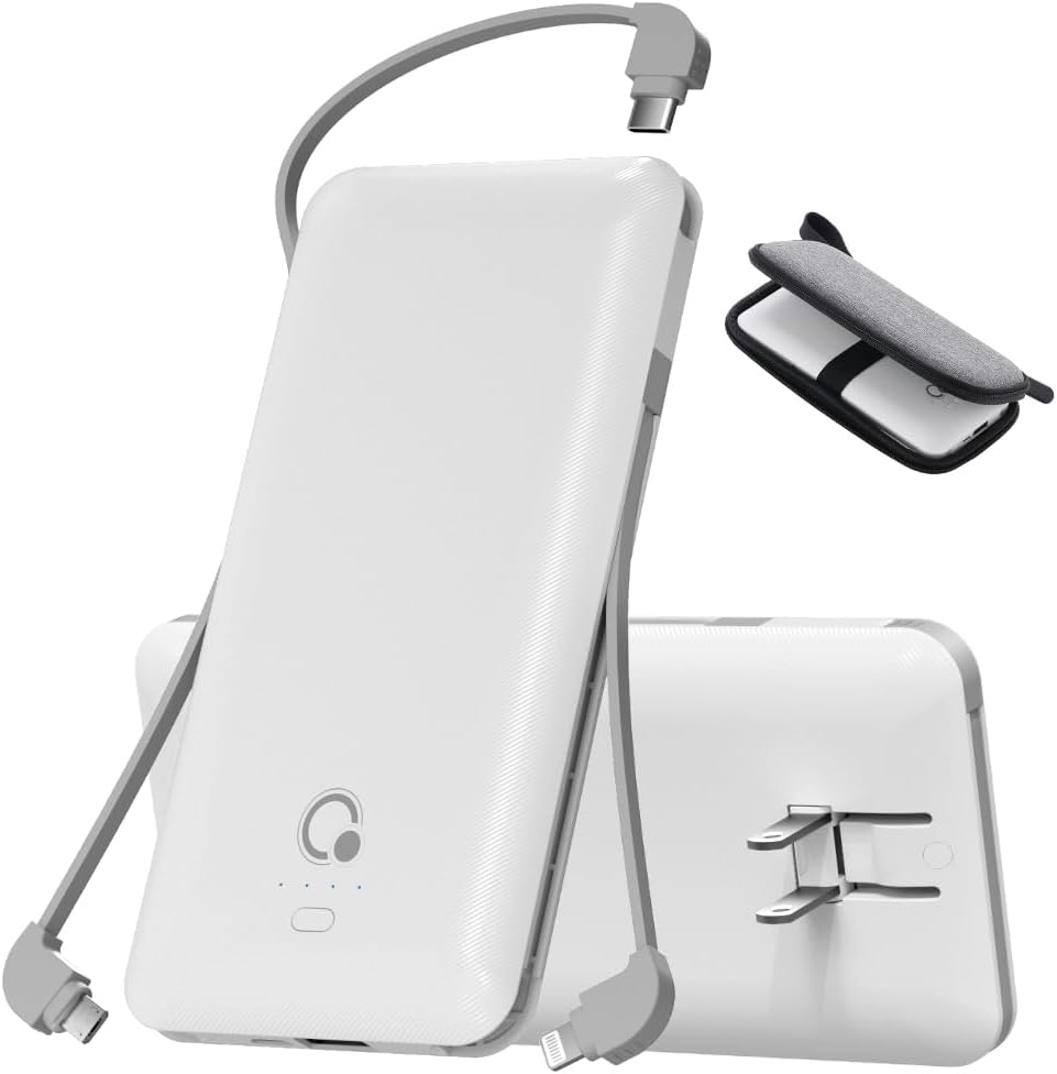 Cargador portátil con cables integrados y enchufe de pared de CA, b...