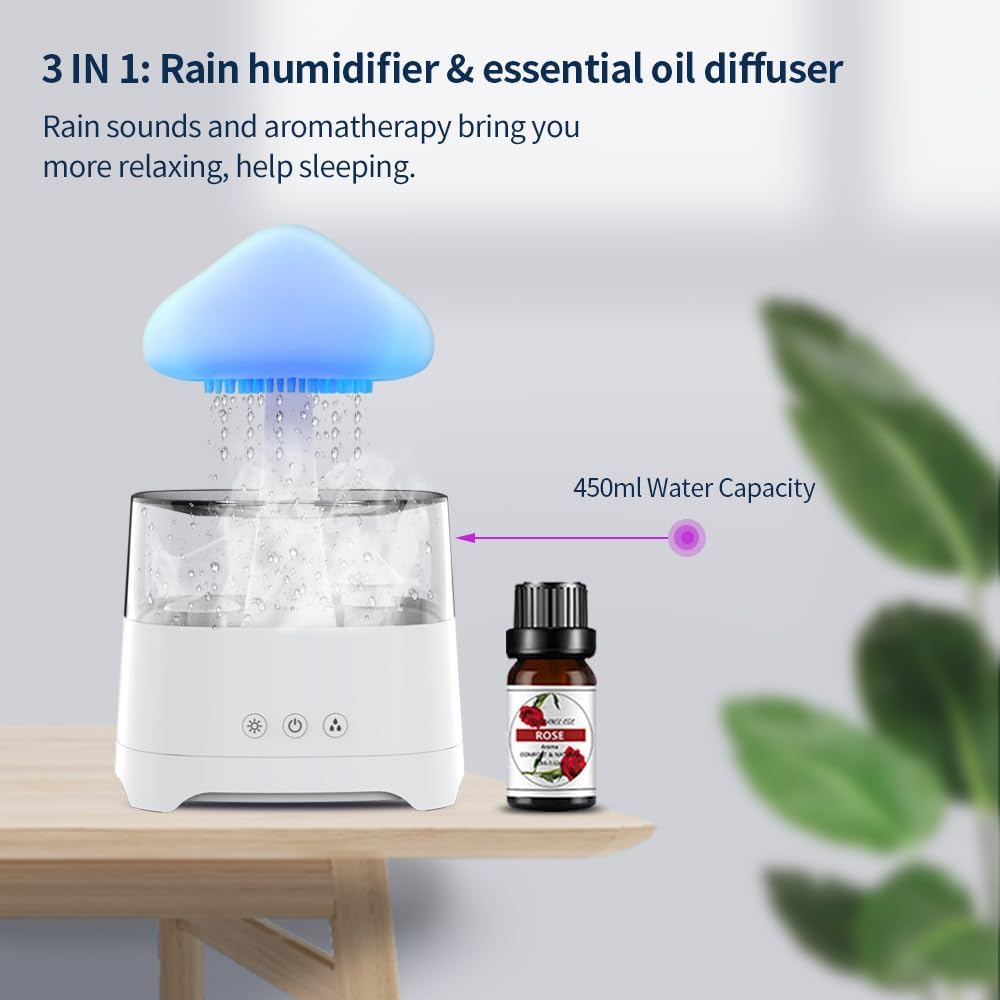 Diffuserlove Difusor de lluvia Nube Humidificador 450ML Difusor Agu...