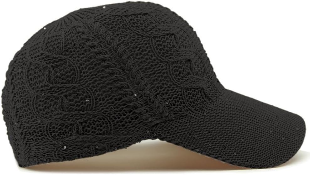 Gorra de béisbol de malla con purpurina para mujer, transpirable, a...
