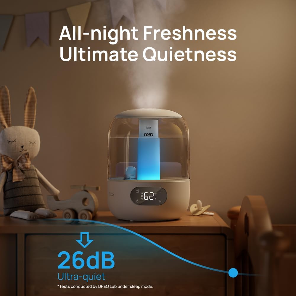 DREO Humidificadores de 3L para dormitorio, tiempo de funcionamient...