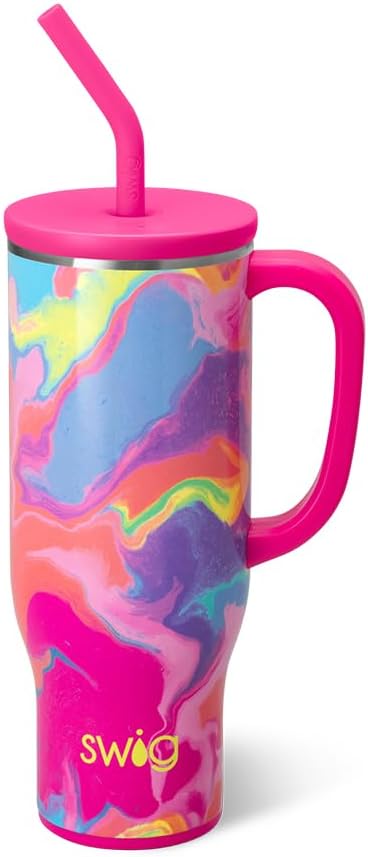 Swig Life - Taza Mega aislada de 40 onzas con asa y pajita, Calient...