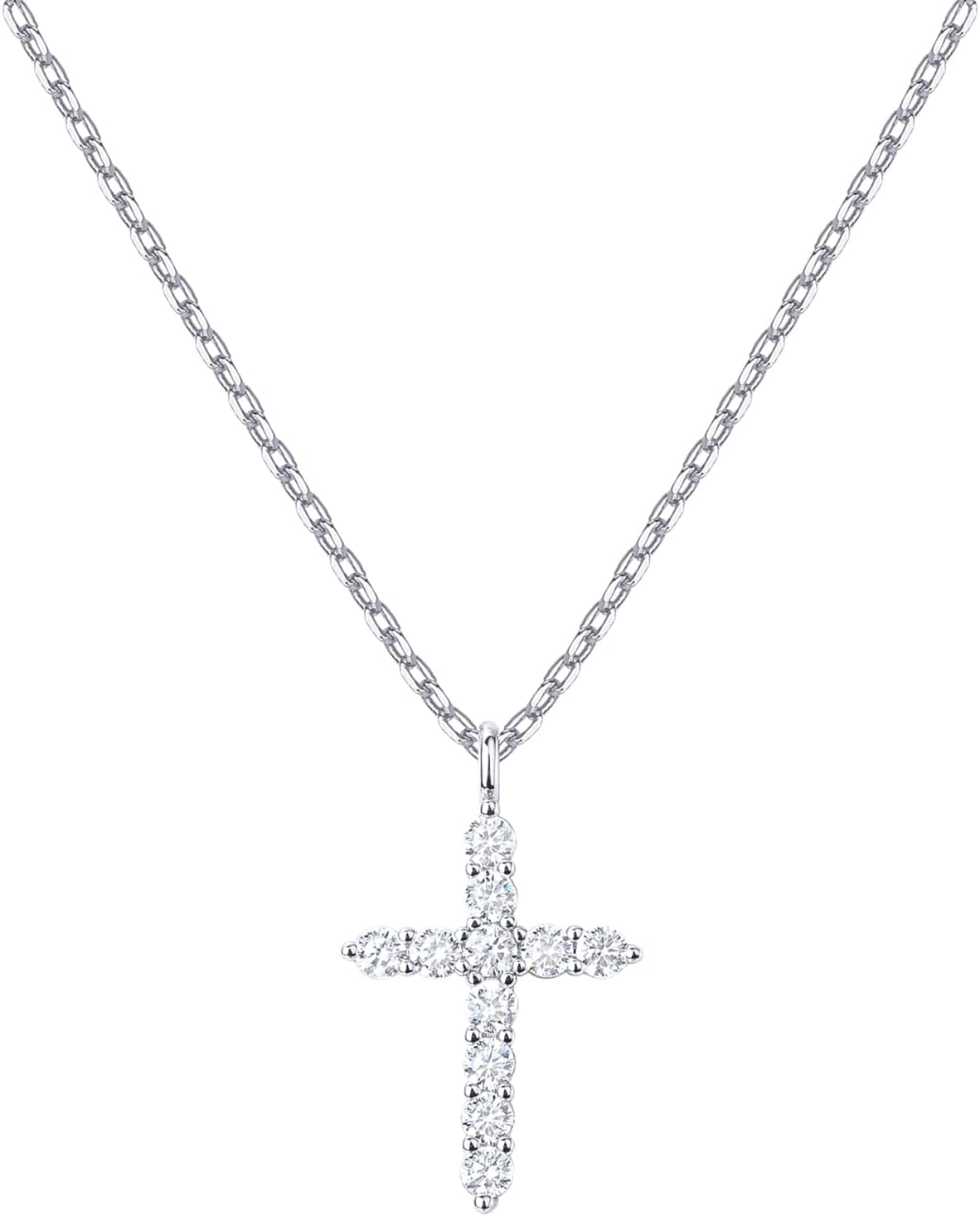 PAVOI Collar de cruz de circonita cúbica chapada en oro de 14 quila...