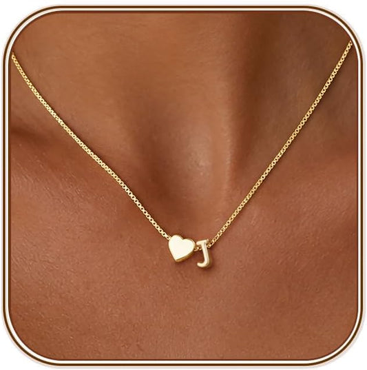 SOLEVAN Collares con inicial de corazón de oro para mujer, a la mod...