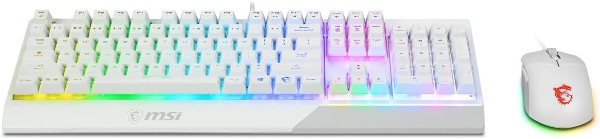 MSI Vigor GK30 Combo Blanco, Teclado para Juegos GK30 RGB de 6 Zona...