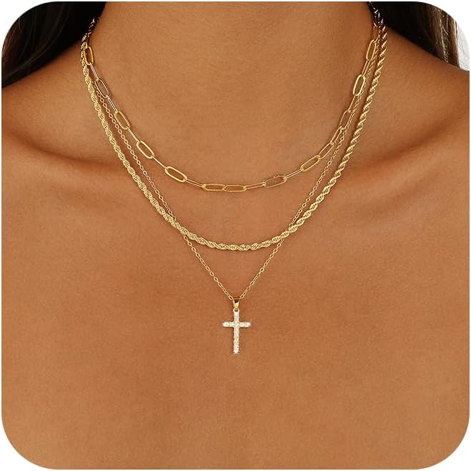 CAROVO Collar en capas de oro\/plata para mujer, chapado en oro\/pl...
