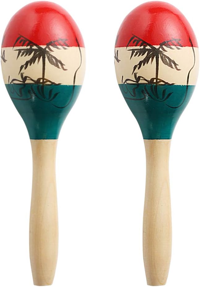 Maracas Rumba De Madera Colorida Grande Musical Shakers Sonajero Ma...