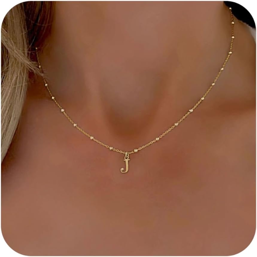 De Amo Sara Collares con inicial para mujer, delicado collar con di...