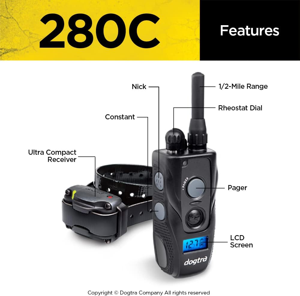 Dogtra 280C Collar E-perro impermeable con pantalla LCD de control...