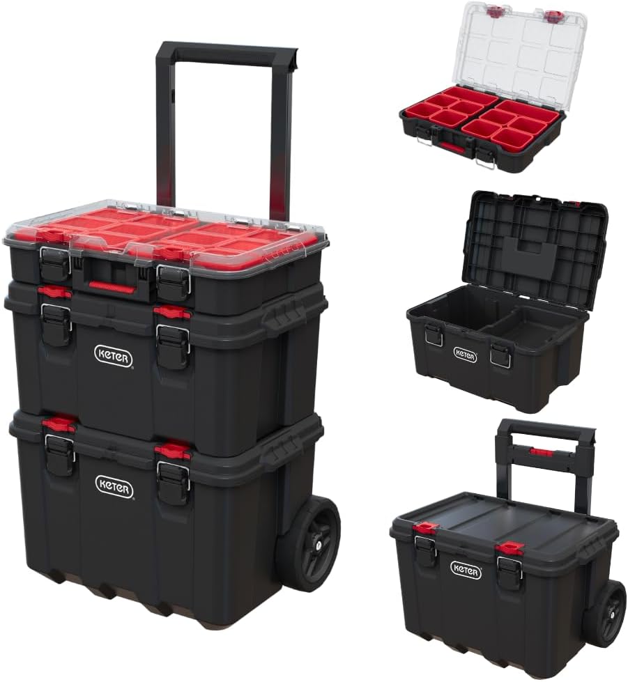Keter Stack-n-Roll Organizador Modular de Herramientas para Almacen...