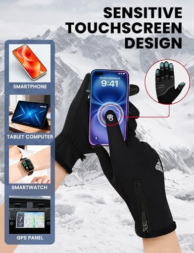 AURUZA - Guantes de invierno con cremallera para hombre y mujer, gu...