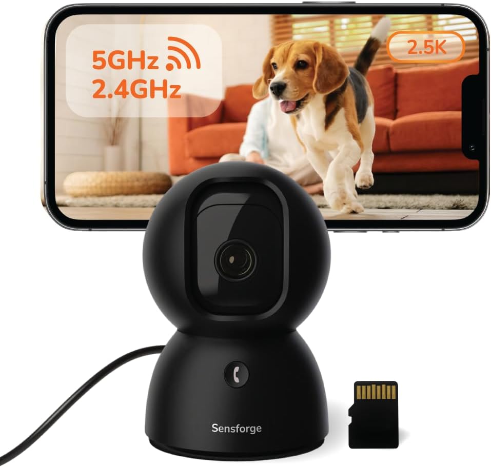 SensForge - Cámara de seguridad panorámica de 2.5K para interiores,...