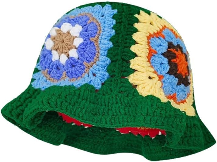 HCBLWY Sombrero de pescador de ganchillo hecho a mano, plegable, go...