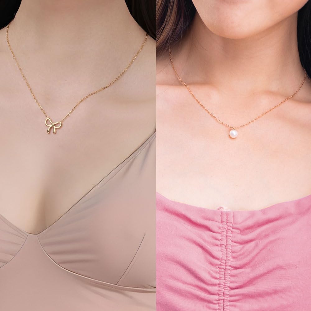 Myofeng - Juego de 16 collares de oro para mujer, chapado en oro de...