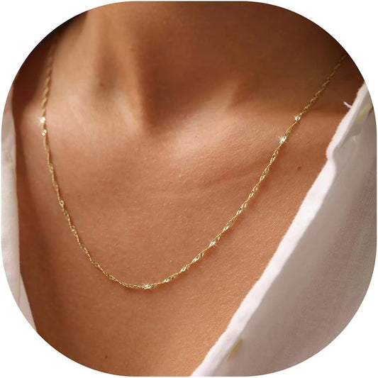 BAYLAY Collar de cadena de oro para mujer, chapado en oro de 18 qui...