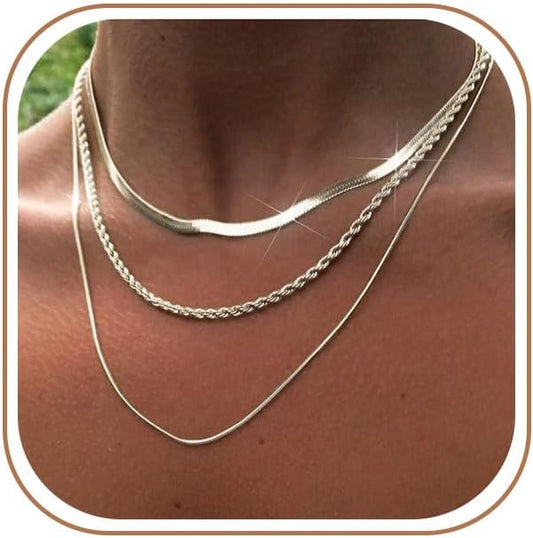 ZIIERMOSS 3PCS Collares de oro para mujeres, collar grueso de decla...
