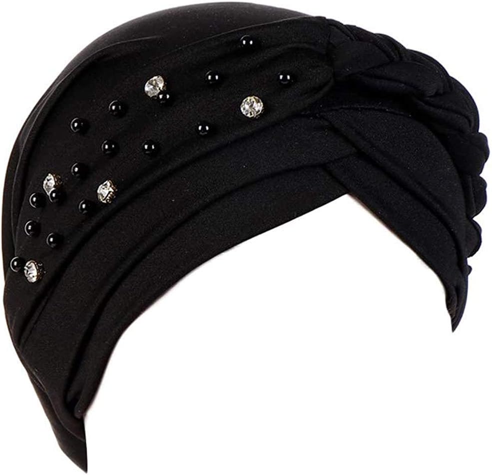 Turbante para mujeres y niñas, turbante de perlas con diamantes de...