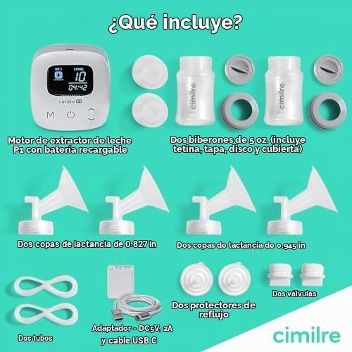 Cimilre Paquete de extractor de leche portátil P1 y tazas de recole...