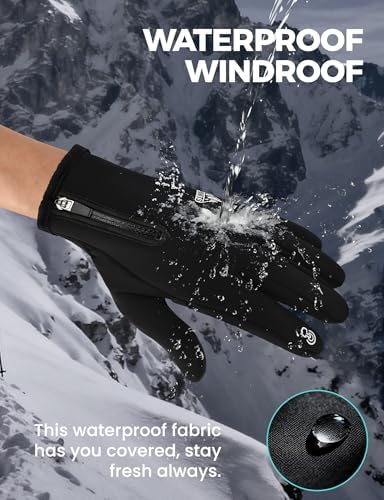 AURUZA - Guantes de invierno con cremallera para hombre y mujer, gu...