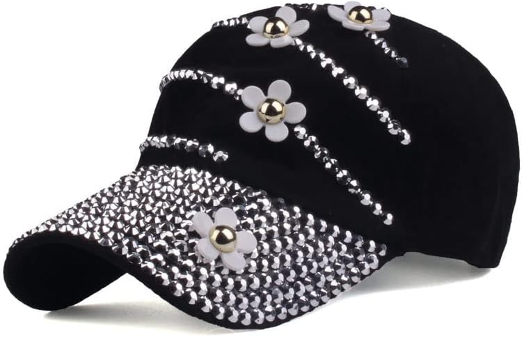 LUCKYBUNNY Gorra de béisbol con flor para mujer, estilo vintage, aj...