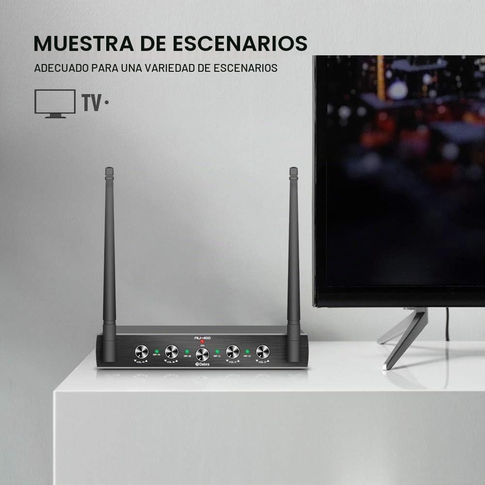 Sistema de micrófono inalámbrico Debra Audio Pro UHF de 4 canales |...