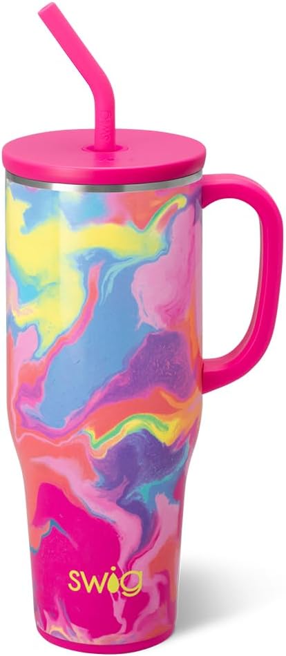 Swig Life - Taza Mega aislada de 40 onzas con asa y pajita, Calient...
