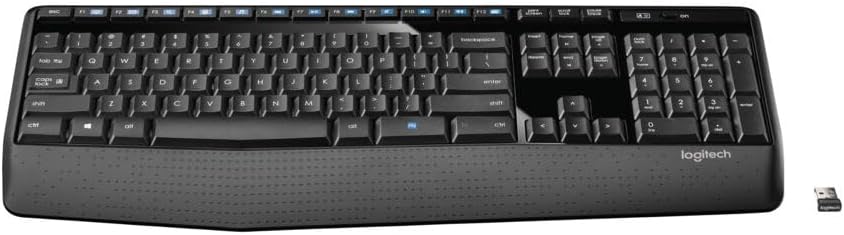 Logitech Teclado inalámbrico de tamaño completo K345 con reposamano...