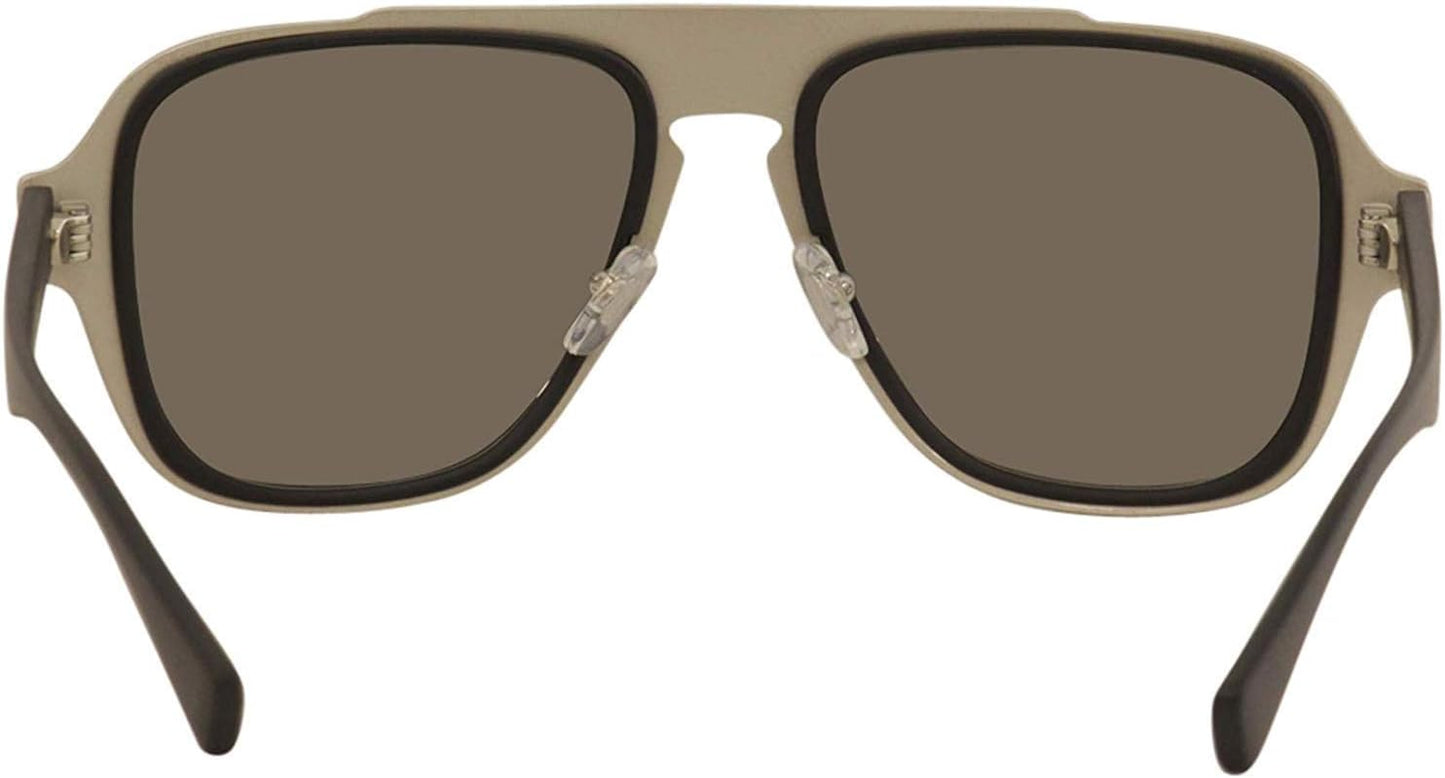 Versace - Gafas de sol para hombre, marco negro, lentes grises oscu...
