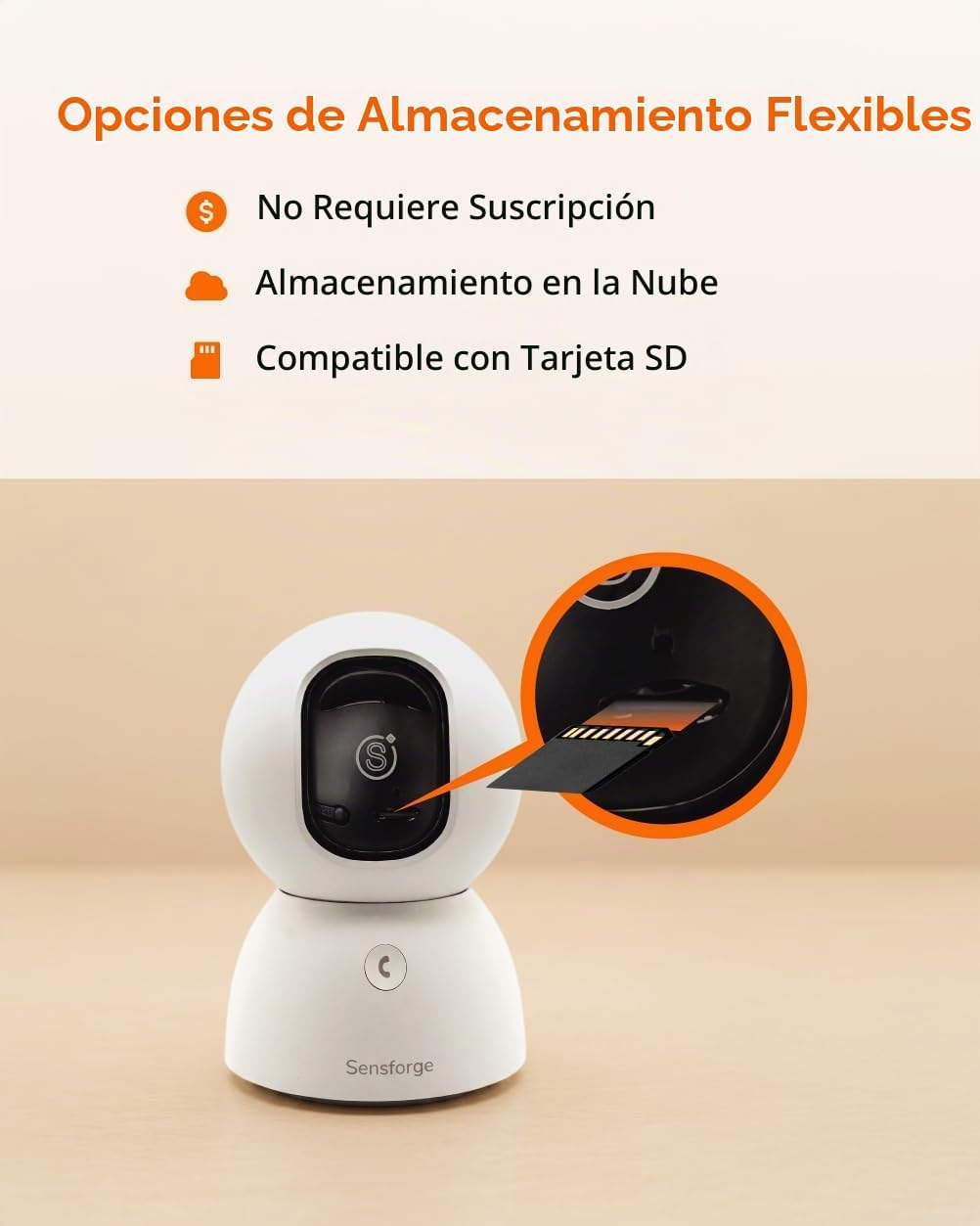 SensForge Cámara de seguridad panorámica de 2.5K para interiores, c...