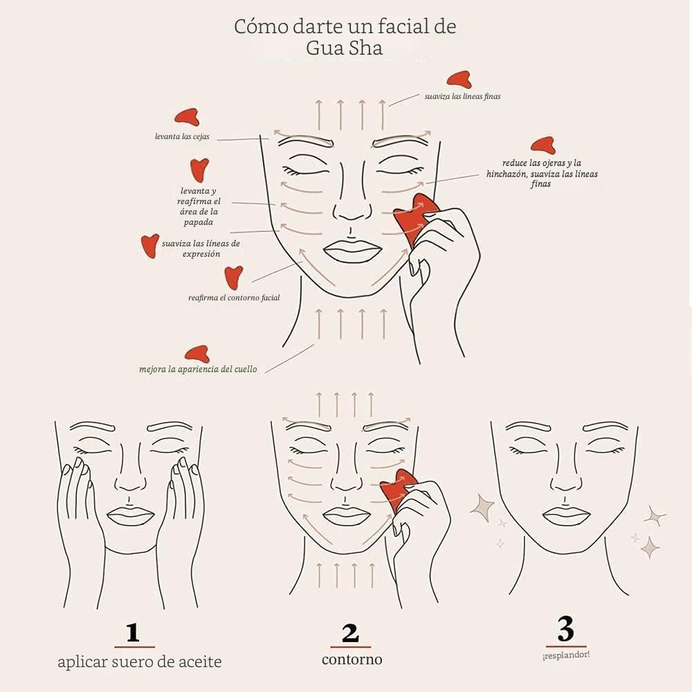Ditind Herramientas Faciales Gua Sha de Cuarzo Rosa, GuaSha para To...